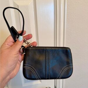 Coach Black Leather Wristlet